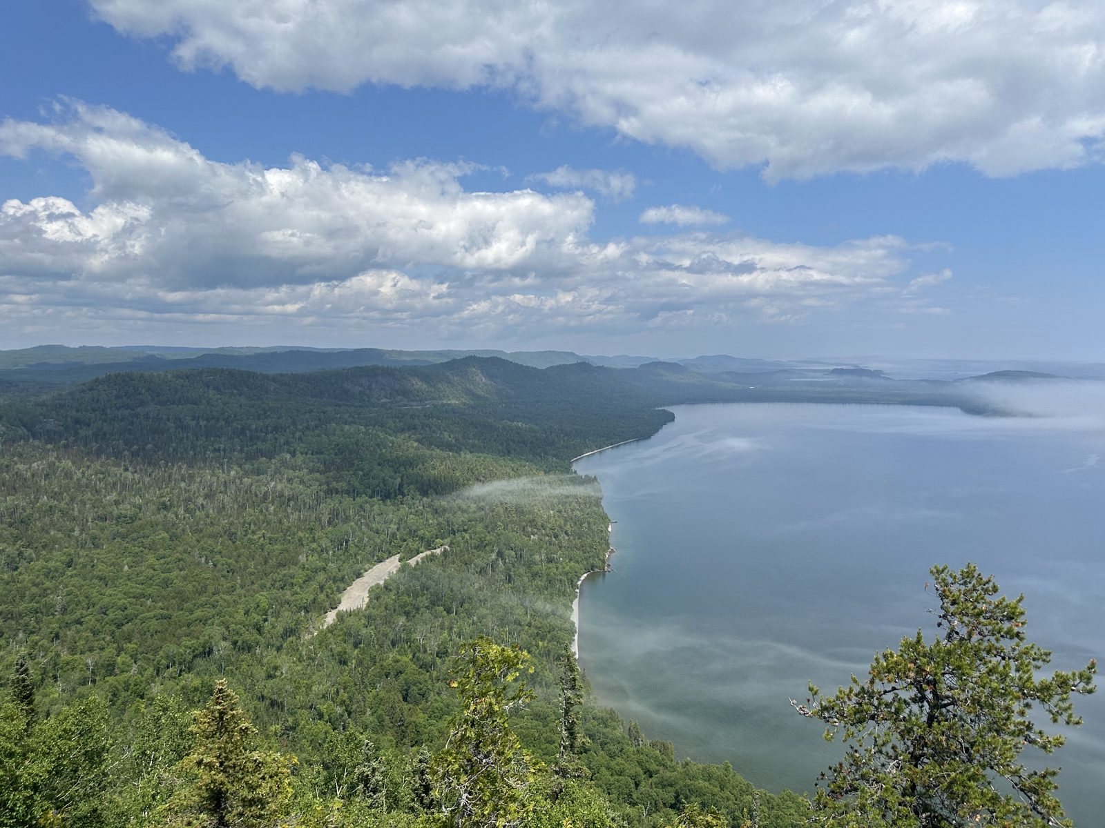 Lake Superior seen from a high wooded ridge at Grand Portage
